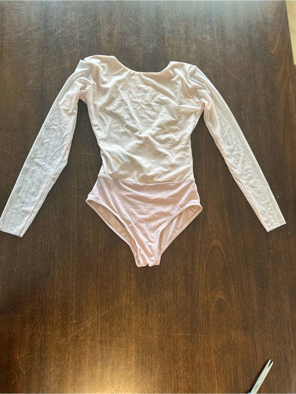 Girls' Long Sleeve One-Piece Leotard in Light Pink